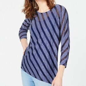 INC Illusion-Stripe Asymmetrical Tunic Wild Tiger WH M
